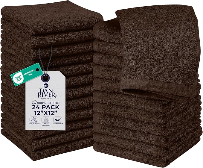 DAN RIVER 24 Pack Wash Cloths for Showering by DanRiver