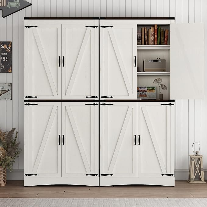 71in Farmhouse Kitchen Pantry Cabinet, Tall Storage Cabinet - Image 4