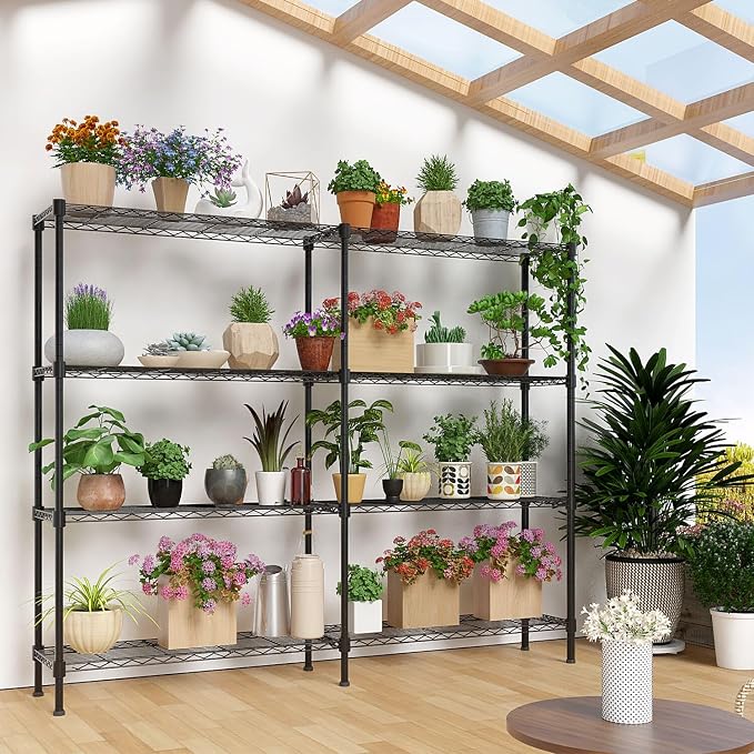 4 Tier Storage Racks Shelving, Heavy Steel Pantry Shelves, Adjustable Wire - Image 2