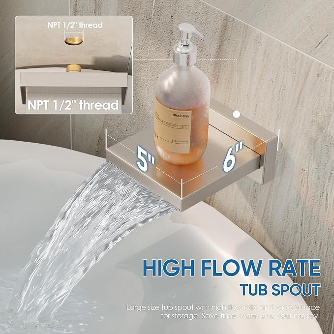 Tub Shower System, All Metal Tub Shower Faucet Set - Image 5