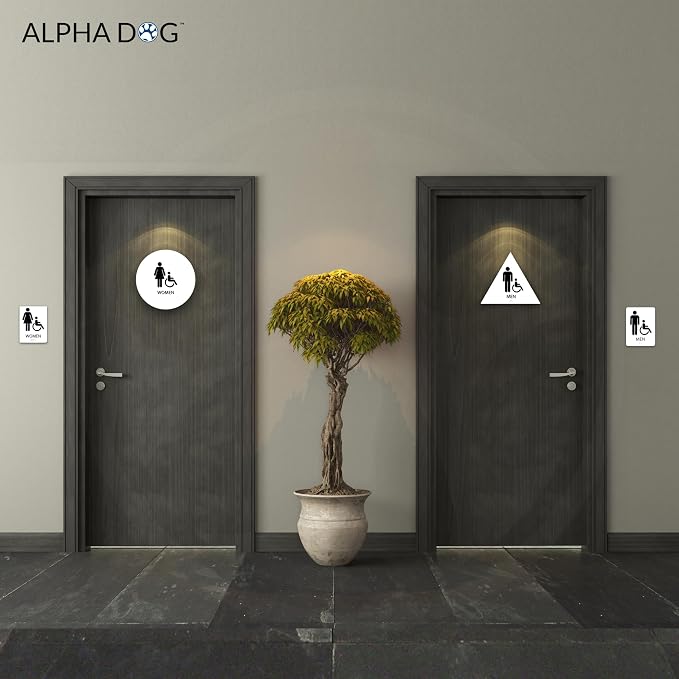 ALPHA DOG ADA SIGNS Bathroom Bundle: Men's Women's Restroom Signs, ADA - Image 4