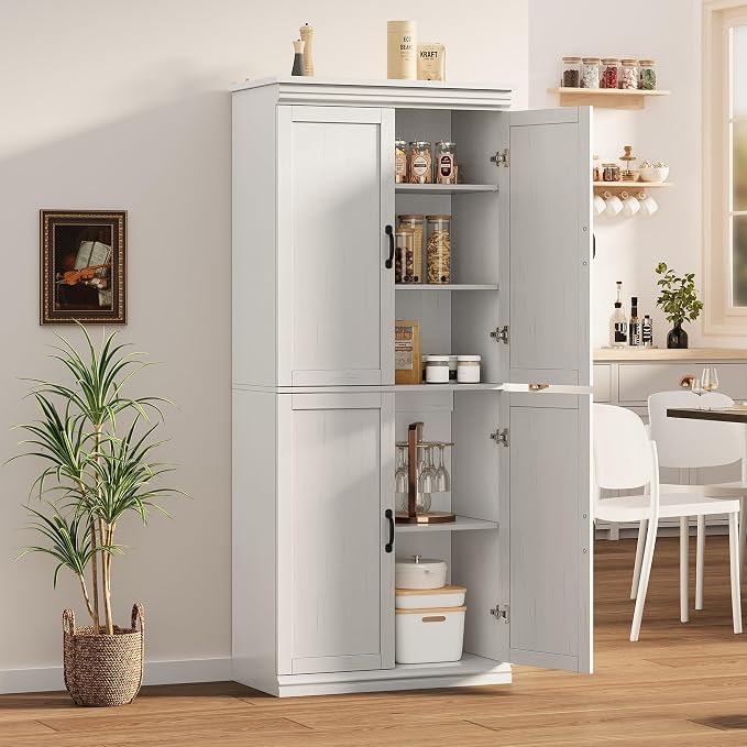 IDEALHOUSE Pantry Cabinet, Freestanding Cupboard, Tall Storage Cabinet - Image 8