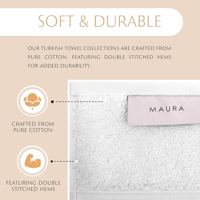 MAURA White Bath Towel Set of 8 - Image 3