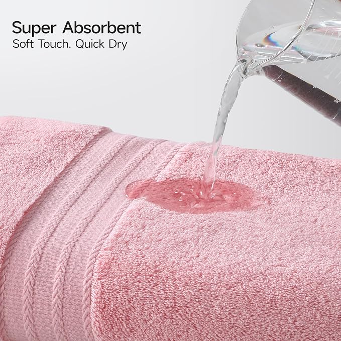 REDKISS Pink Towel Set of 8-100% Cotton Luxury Bath Towels Set - Image 6