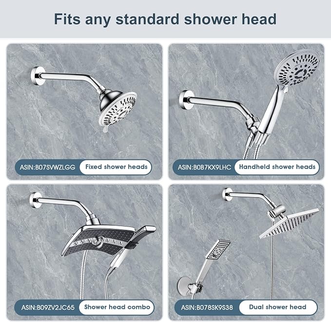 BRIGHT SHOWERS Shower Arm with Flange 10 Inches Solid Brass Shower Head - Image 5