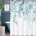 Gibelle Spa Blue Eucalyptus Shower Curtain, Watercolor Plant Leaves by Gibelle