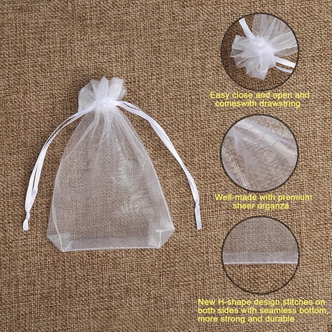 Hopttreely 100PCS Premium Sheer Organza Bags, 4x4.72 Jewelry Gift Bags - Image 2