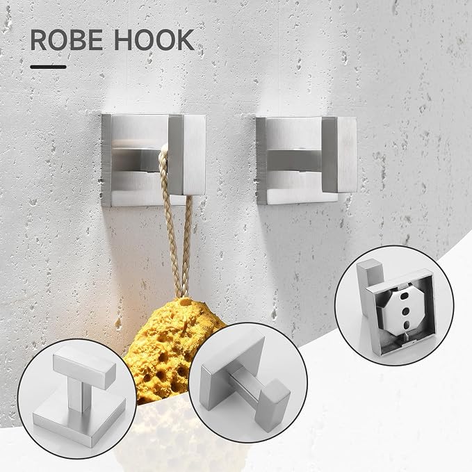 TQKAG 5-Piece Bathroom Hardware Set Brushed Nickel Classic Wall Mounted SUS304 - Image 4