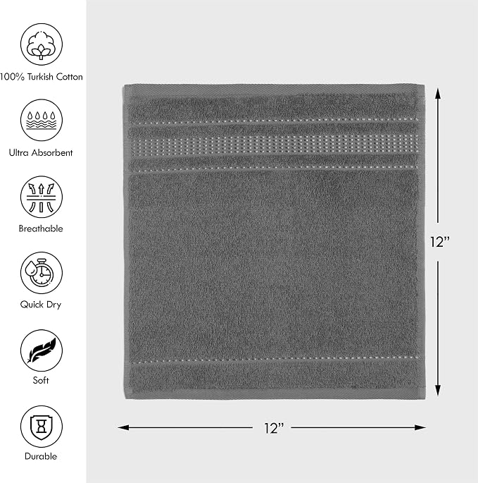 Melissa Linen, 4 Piece Washcloth, 100% Turkish Cotton Towel Set - Image 2