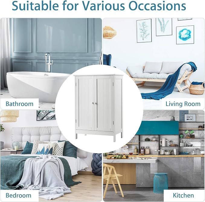 Tangkula Bathroom Floor Cabinet, Freestanding Storage Cabinet - Image 10