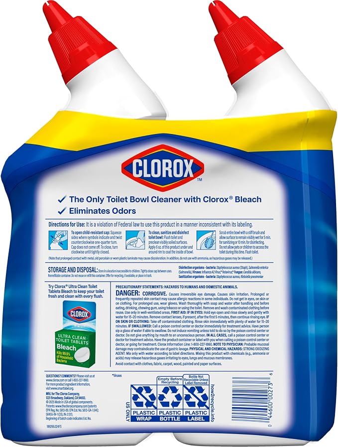 Clorox Toilet Bowl Cleaner Bleach, Rain Clean, 24 Fluid Ounces - Image 11