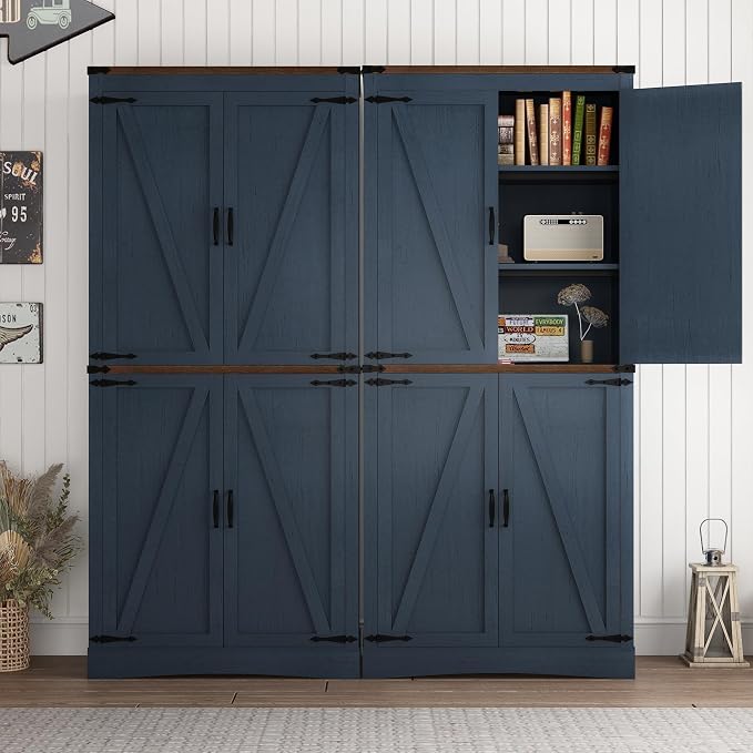 71in Farmhouse Kitchen Pantry Cabinet, Tall Storage Cabinet - Image 4
