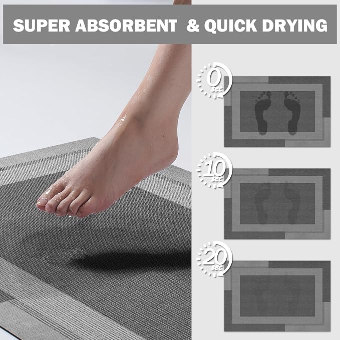 Non Slip Long Bath Mat Bathroom Runner, Rubber Backing Ultra Thin Bathroom Rugs - Image 5