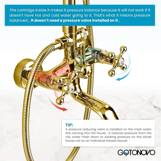 gotonovo Bathroom Classic Exposed Shower Faucet Wall Mount Shower System 8 Inch - Image 3
