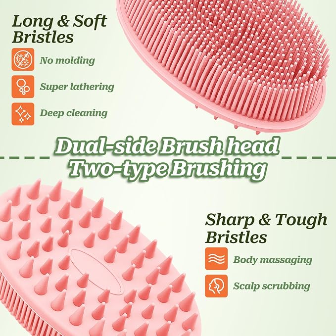 Soft Silicone Body Scrubber 2PCS, Dual-Side Silicone Loofah - Image 4