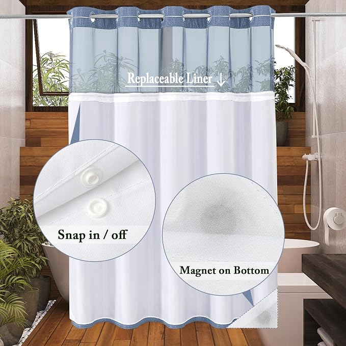 Gibelle Extra Long Shower Curtain 72x86, Waffle Weave Bathroom Shower Curtain - Image 3