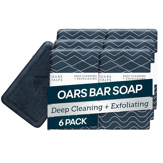 Oars + Alps Blue Charcoal Exfoliating Men's Bar Soap, Charcoal Bar Soap by OarsAlps