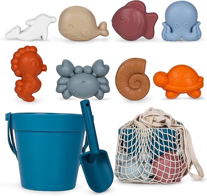 MarcZero 11Pcs Silicone Beach Toys, Modern Baby Beach Toys, Travel Friendly by EnjoyMakeSushiEasyAndFun