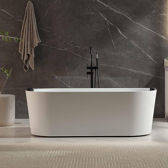Empava Update Acrylic Whirlpool Bathtub, 71-Inch Freestanding Gracefully Oval by Empava