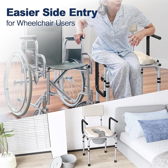 Drop Arm Bedside Commode, Commode Toilet - Image 7