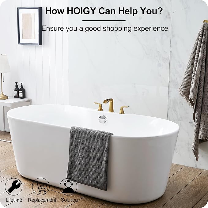 Brass Waterfall Tub Faucet, 3 Hole Brushed Gold Bathtub Faucet Set, 6-16 Inch - Image 9