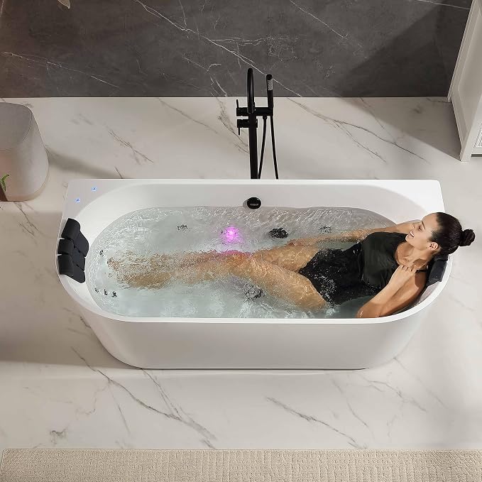 Empava Update Acrylic Whirlpool Bathtub, 71-Inch Freestanding Gracefully Oval - Image 7
