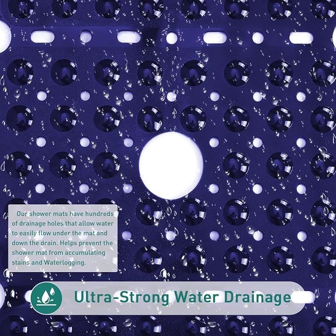 Large Navy Blue Square Shower Mat Non Slip 27 x 27 Inch, Soft Bath Mat Tub Mat - Image 5