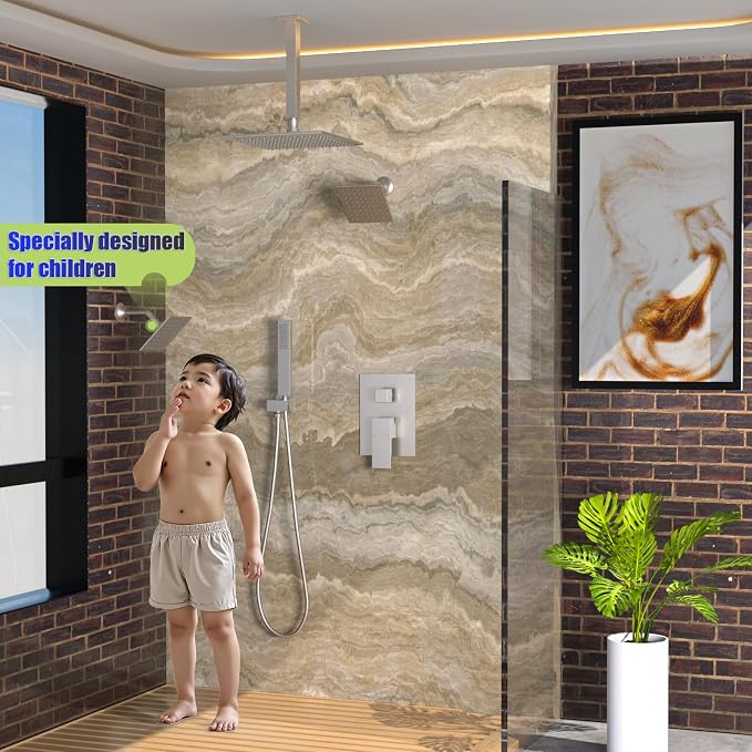 Enga 10 Inch + Dual 6-Inch Rain Shower System, Four Modes Diverter Shower Faucet - Image 2