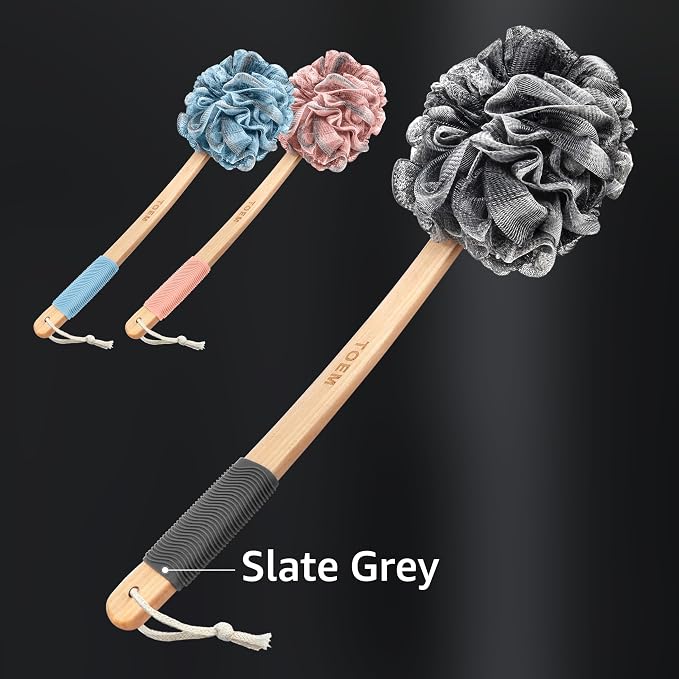 Toem® Loofah Back Scrubber for Shower | Bamboo Charcoal Fiber Infused | Loufas - Image 2