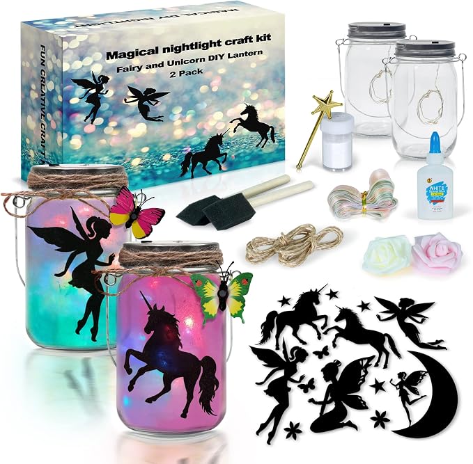 2Pepers DIY Fairy and Unicorn Nightlight Craft Kit, Fairy Lantern Jars Arts and by 2Pepers