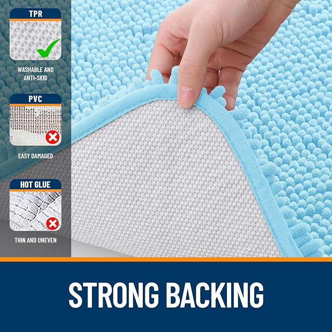 OLANLY Bathroom Rugs 59x24, Extra Soft Absorbent Chenille Bath Rugs, Rubber - Image 6
