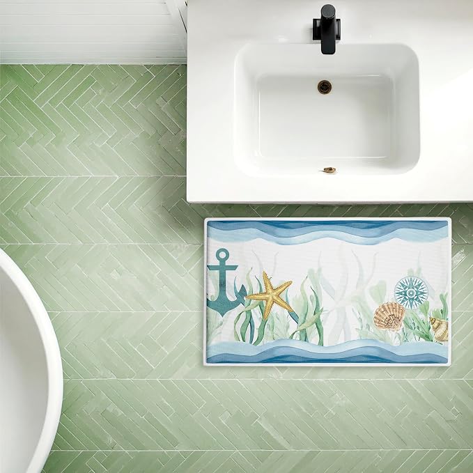 Stupell Industries Bayside Sea Life & Waves Plush Bathroom Mat & Bath Rug - Image 5
