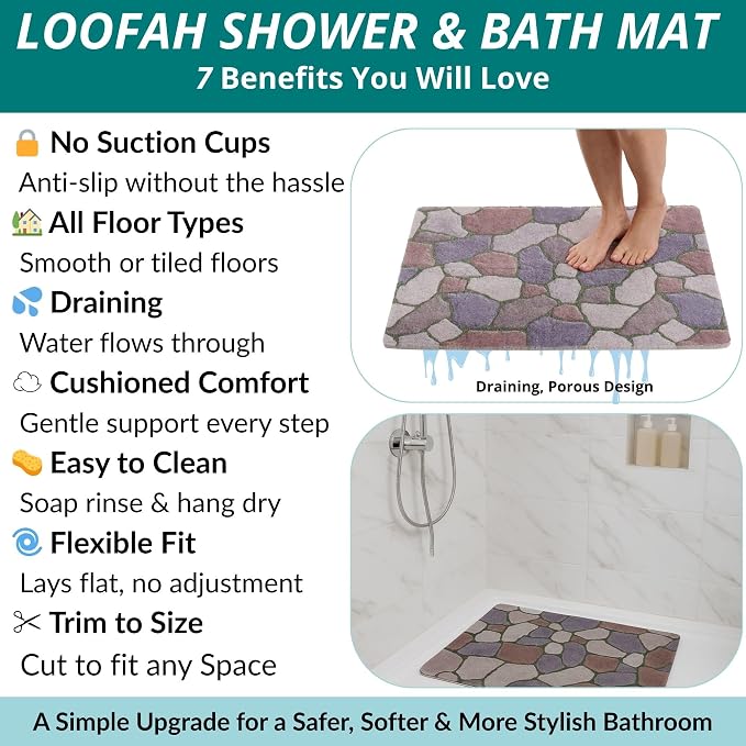 Enkosi Loofah Non-Slip Shower Mat - Image 4
