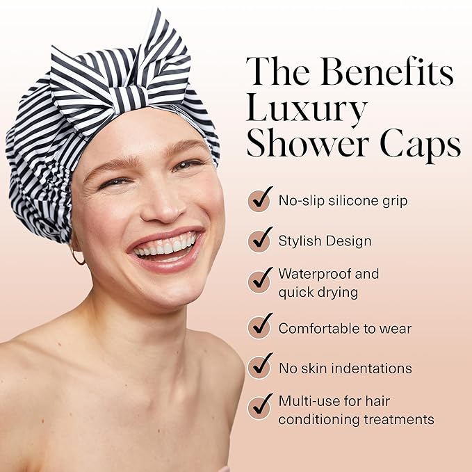 Kitsch Luxury Shower Caps for Women Reusable Waterproof - Image 2