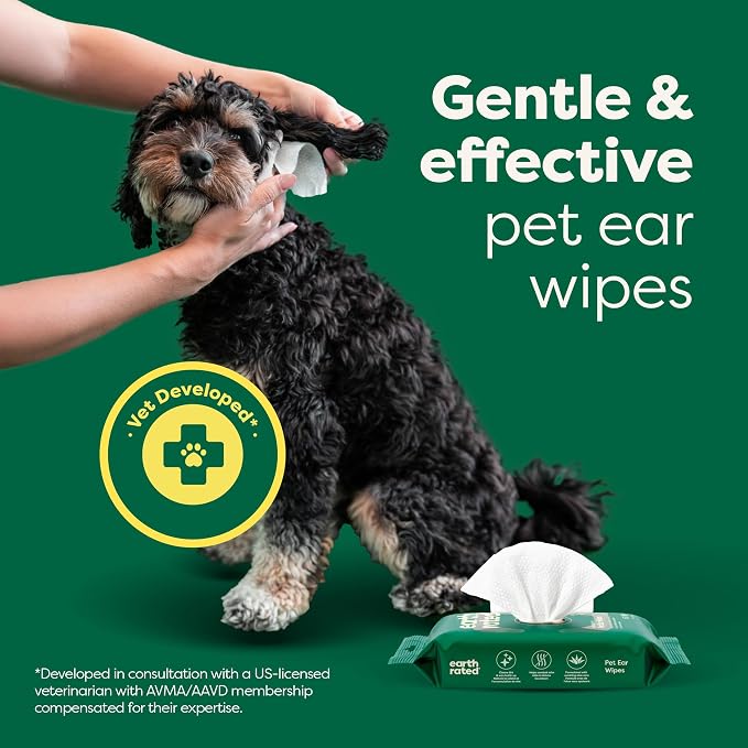 Earth Rated Vet-Developed Pet Ear Wipes, Hypoallergenic Cleaner - Image 2