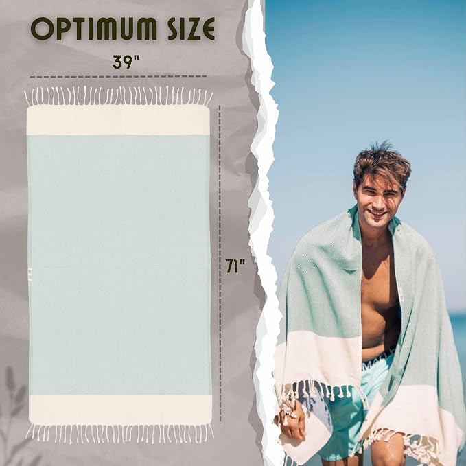 Bazaar Anatolia Turkish Beach Towel 100% Cotton Bath Towels 71x39 Quick Dry - Image 2