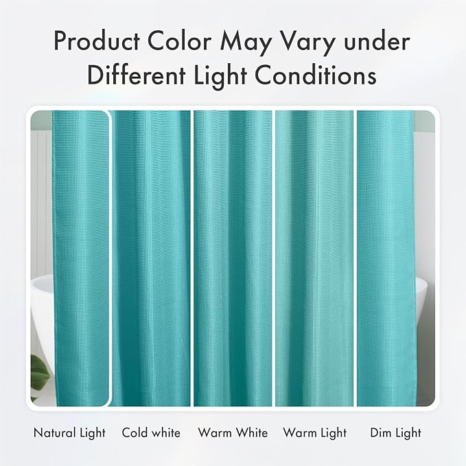 AmazerBath Teal Shower Curtain Waffle Textured, Turquoise Shower Curtains - Image 2