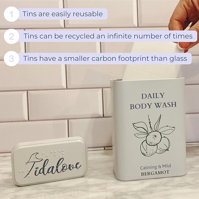 Body Wash Sheets in Tin, Zero Waste, Paraben-Free, Cruelty-Free, TSA-Friendly - Image 2
