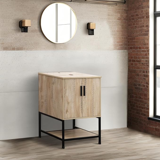 UEV 24" Bathroom Vanity, Oak Color Single Bathroom Vanity, Vintage Style - Image 3