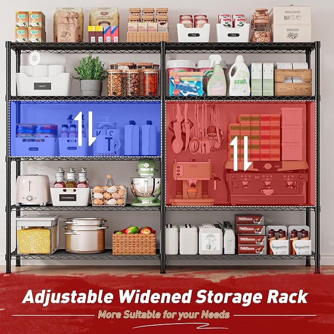 REIBII 1450LBS Shelves 5 Tier Metal Shelving Unit Storage Wire Shelving 58.1''W - Image 5