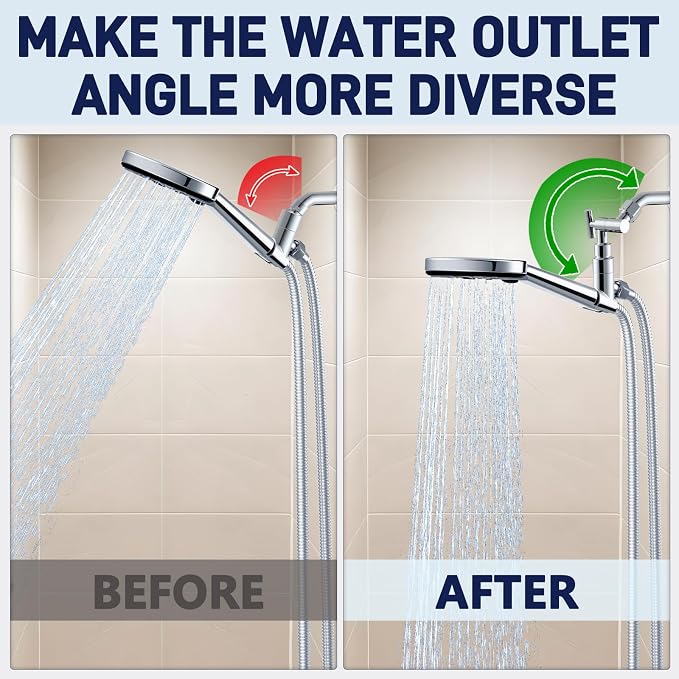 YDmeet All Metal Shower Head Adapter, 360 ° Adjustable Shower Head Extension - Image 3