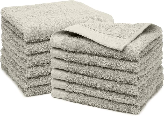 100% Cotton Washcloths Set 13” x 13” | Silver Towels | Set of 12 Ultra Soft and - Image 2