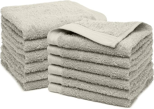 100% Cotton Washcloths Set 13” x 13” | Silver Towels | Set of 24 Ultra Soft and by Weidemans