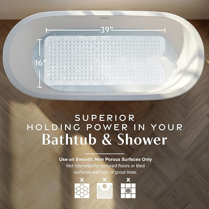 SlipX Solutions Power Grip Bathtub Safety Mat | Precision Grip Technology - Image 3