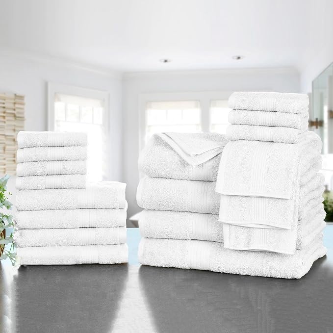 Ample Decor Bathroom Towel Set of 18-4 Hand Towel, 4 Bath Towel, 10 Wash Cloths - Image 2
