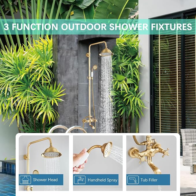 Antique Brass Shower System Bathroom Shower Faucet Set - Image 2