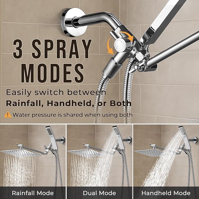 G-Promise All Metal 8 Inch Dual Square Shower Head - Image 3