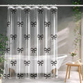 Clear Cute Black Bow Shower Curtain Liner, Plastic Transparent Girly Fancy by CAPQL