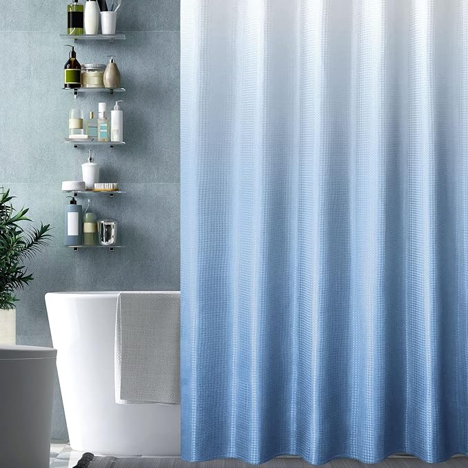 Gibelle Long Shower Curtain 72 x 78, Tall Blue Ombre Shower Curtain - Image 6