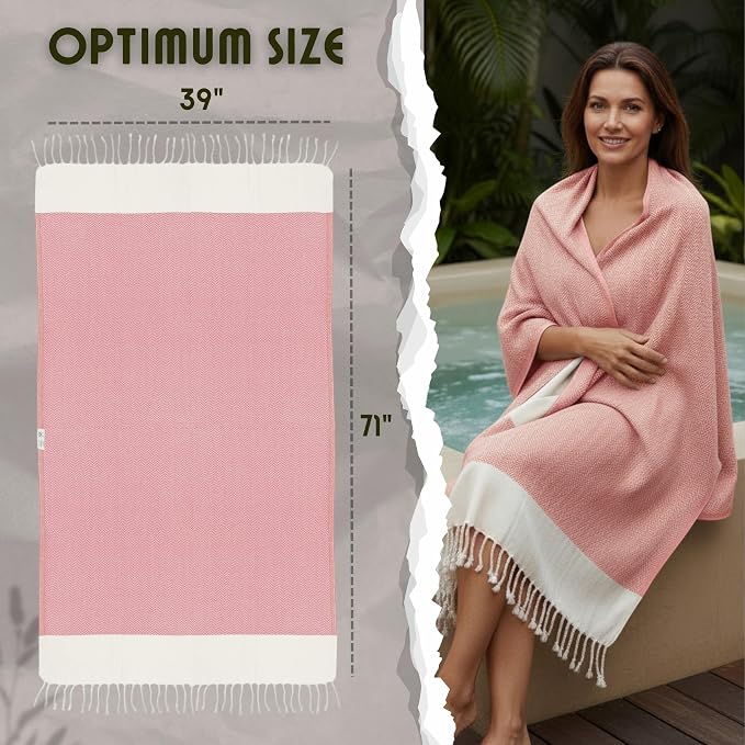 Bazaar Anatolia Turkish Beach Towel 100% Cotton Bath Towels 71x39 Quick Dry - Image 3